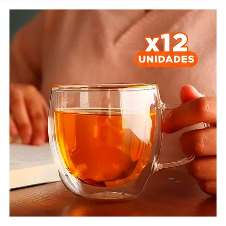Pack12 Vaso Vidrio Transparente de Dimensiones 9x5x5cm Contenido de 250ml Y Papel Regalo