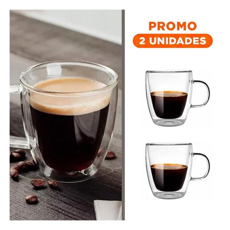 Pack2 Vaso 320 Mililitros de Vidrio Transparente con Forma Doble Capa YRegalo Sticker