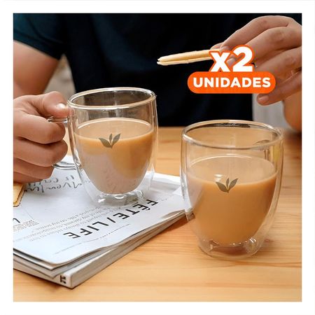 Pack2 Recipiente Cuerpo Recto de 250ml Vidrio de 8x5.6x11cm Transparente con Hojitas