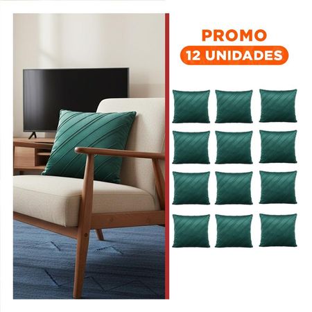 Pack12 Forro para Almohada con Acabado Visual Equilibrado en Color Verde Oscuro de 45cm