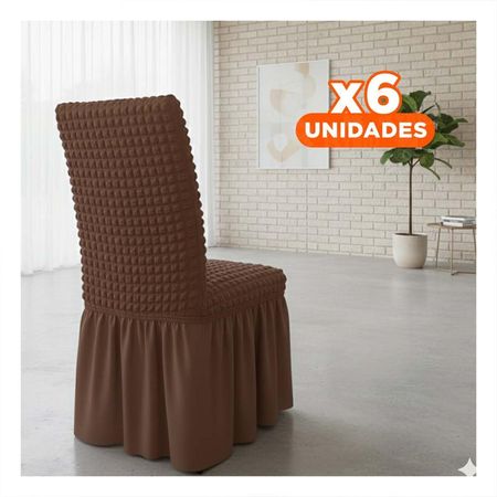 Pack6 Forro Elastica con Relieve Geometrico para Silla Color Marron