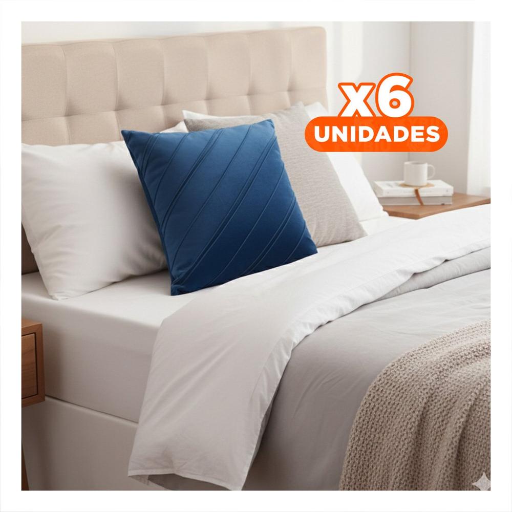 Pack6 Forro para Almohada con Expresion Visual en Terciopelo Azul