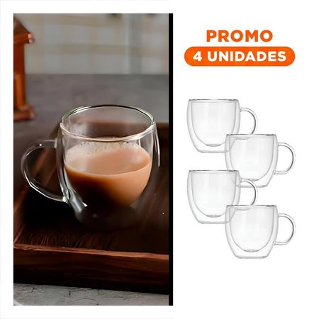Pack4 Copa Vidrio Transparente de 250ml Base Circular de Dimensiones 9x5x5cm
