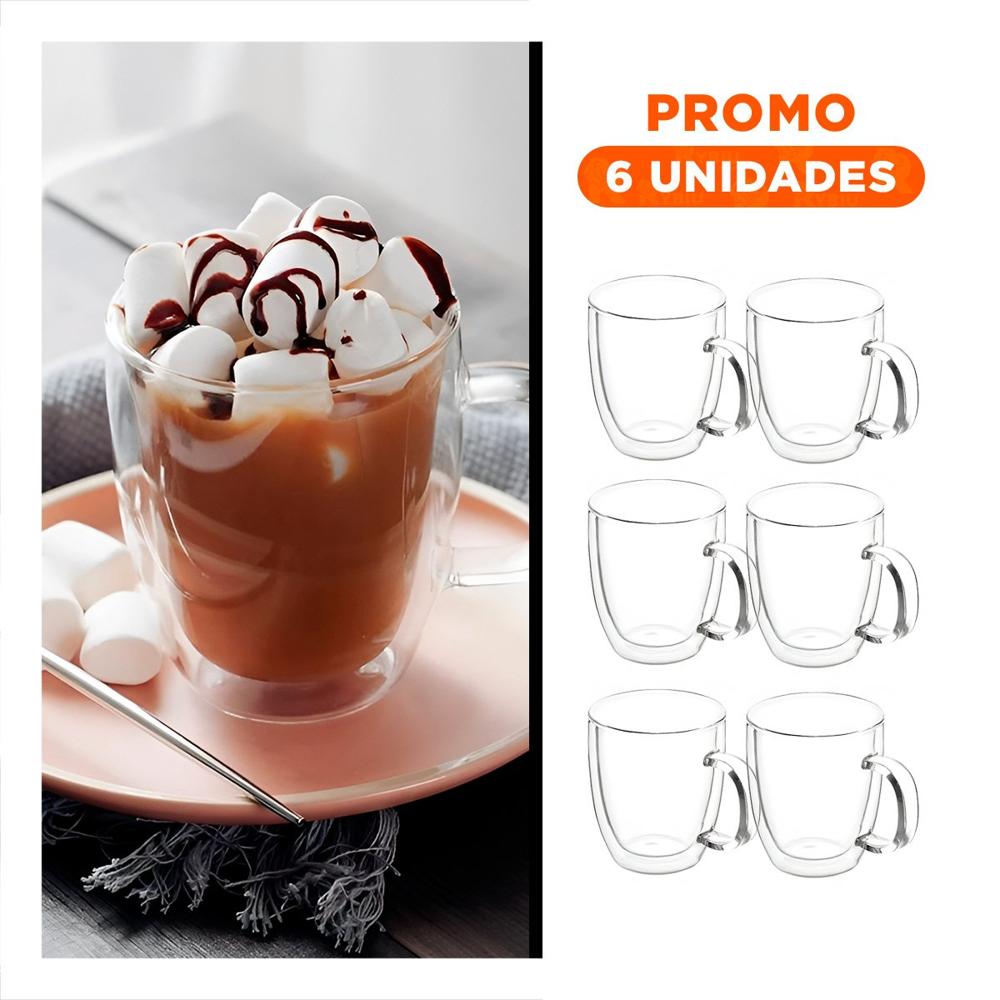 Pack6 Vaso de Dimensiones 8x8x11cm para de 250ml Vidrio Transparente Y Regalo Sticker