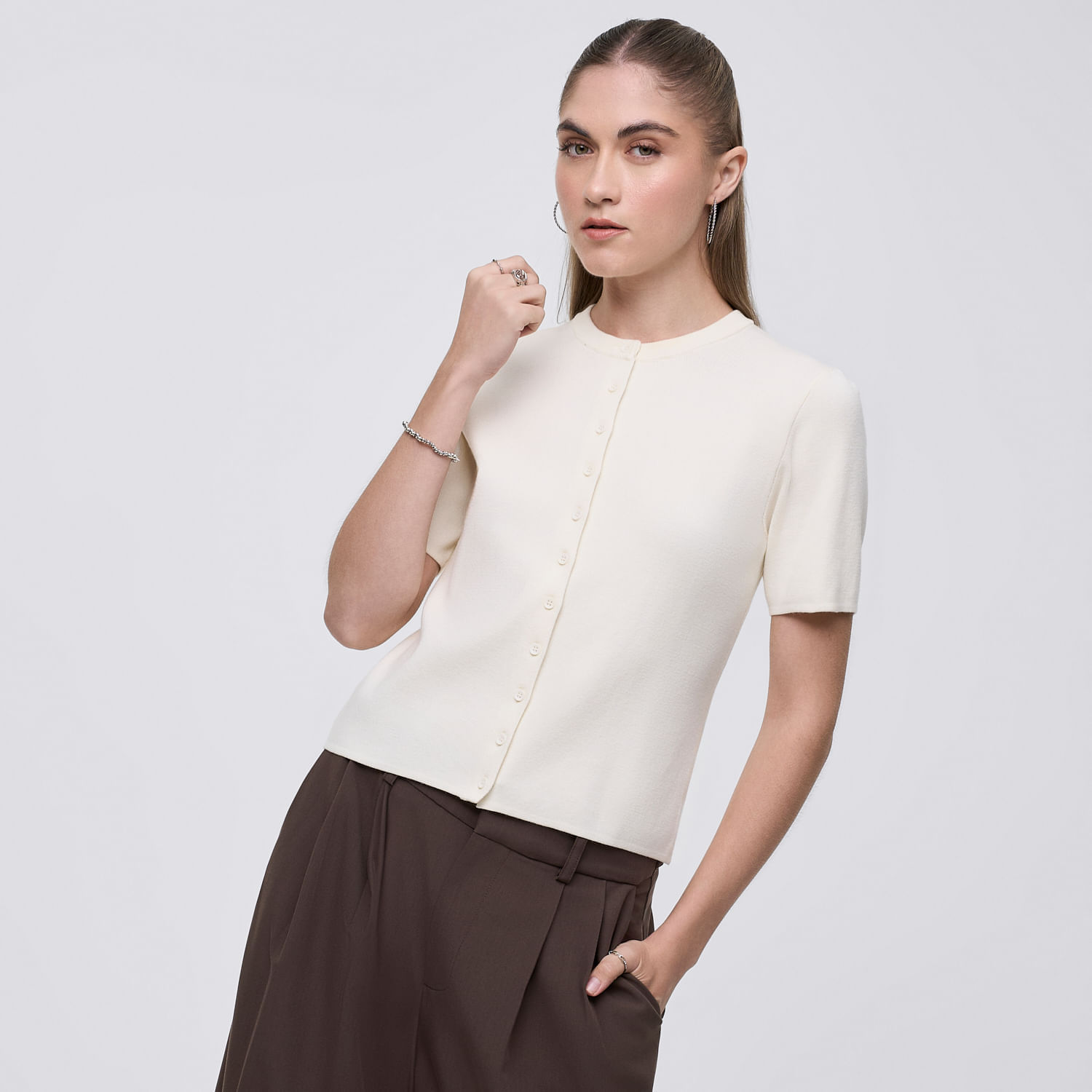 Chompa Mujer Ivon Hypnotic Manga Larga Off White L