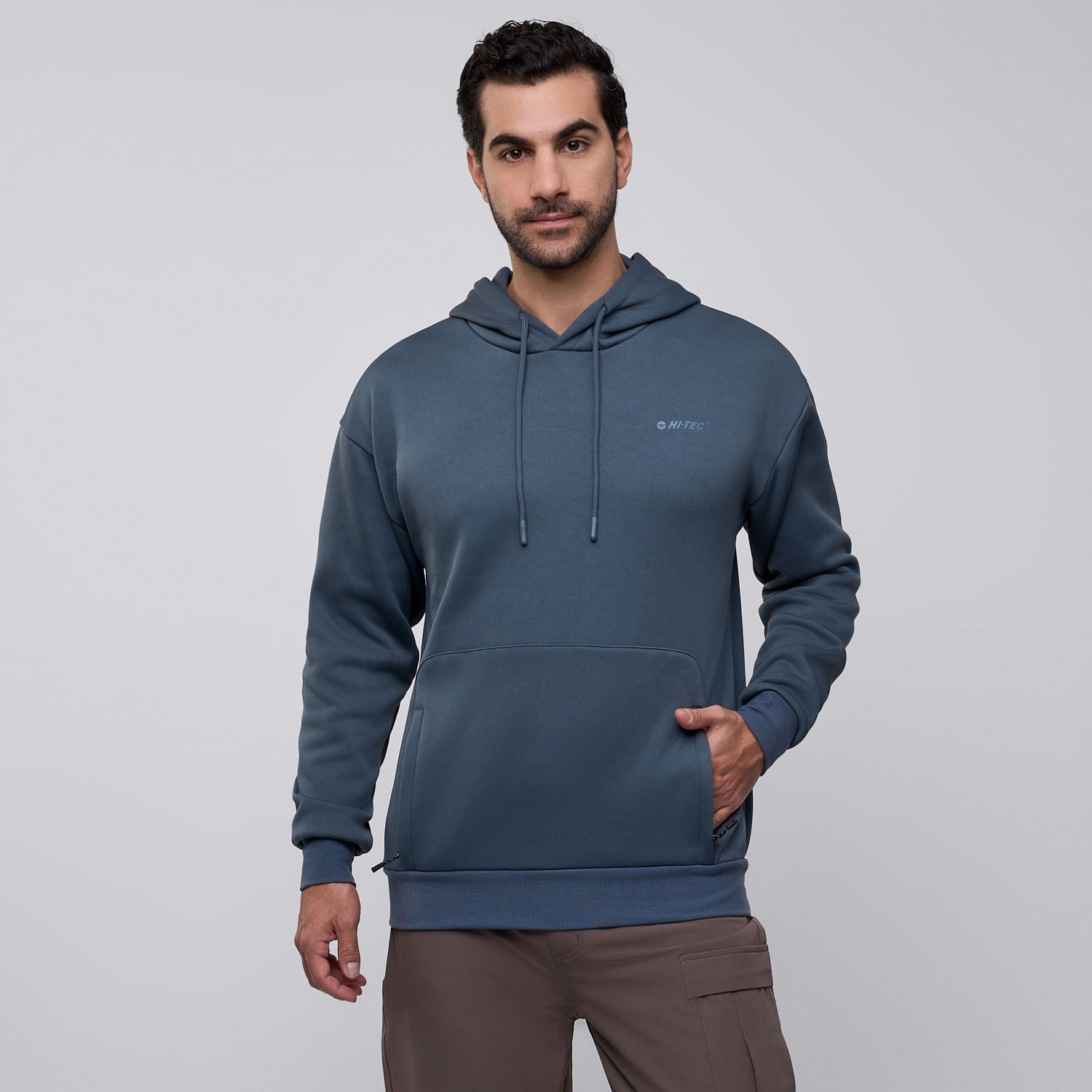 Polera Deportiva Hombre Hi-tec Hoodie Azul Acero M