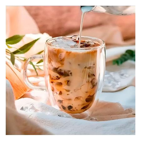 Taza de Vidrio 320 Mililitros Version Doble Capa en Transparente Sofisticada Ynotas
