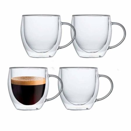 Taza en Color Transparente con Capacidad de 250ml Vidrio de 9x5x5cm Y Regalo Sticker