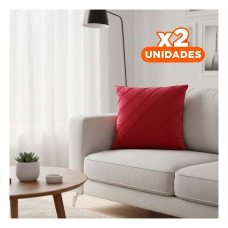 Pack2 Cubierta de Terciopelo Rojo con Rayas Diagonales que Aportan Lectura Visual