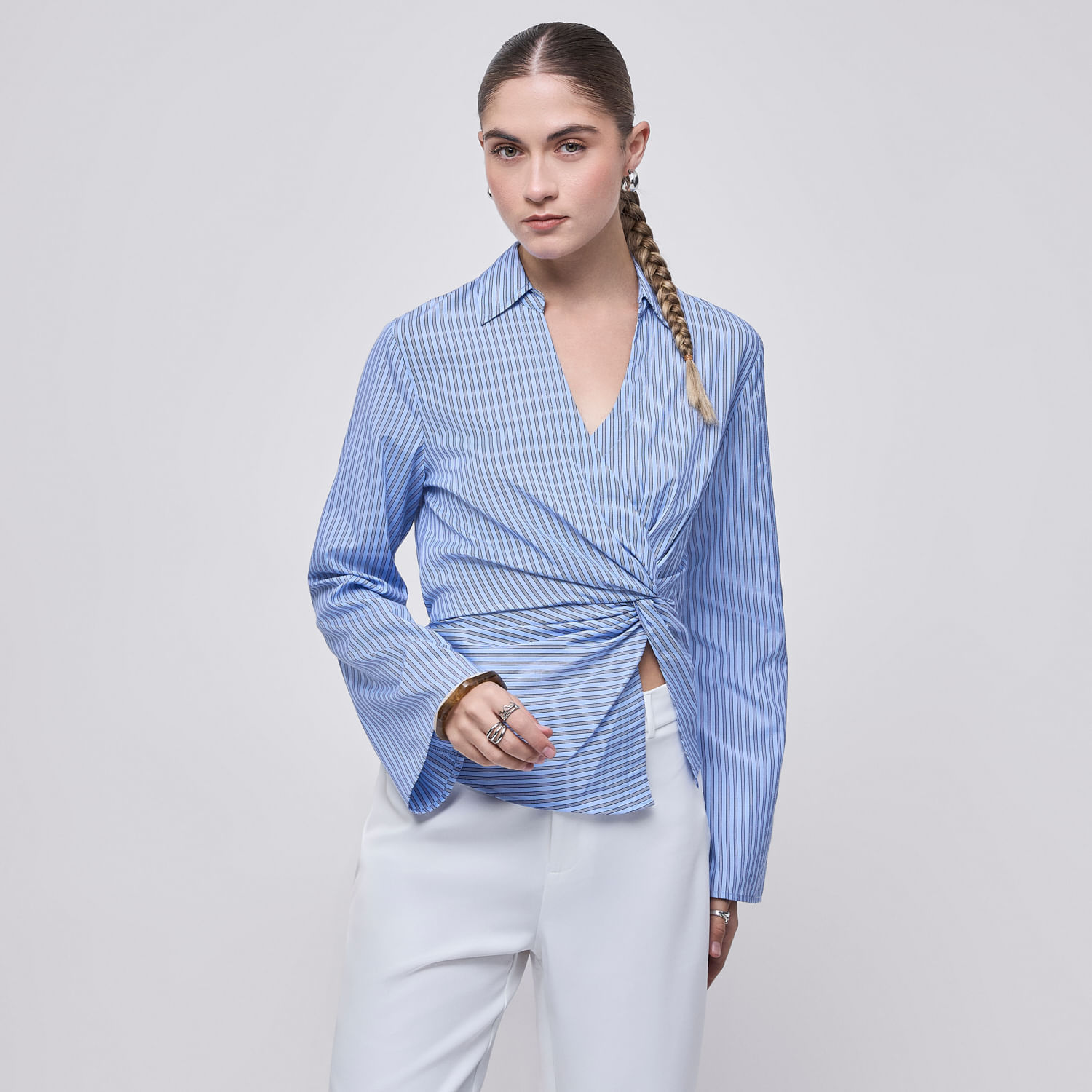 Blusa Mujer Knoty Hypnotic Manga Larga Celeste S
