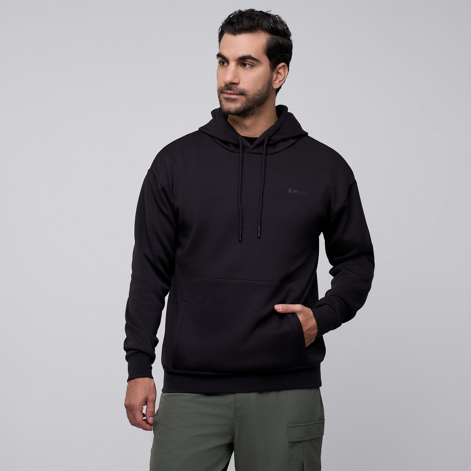 Polera Deportiva Hombre Hi-tec Hoodie Negro S