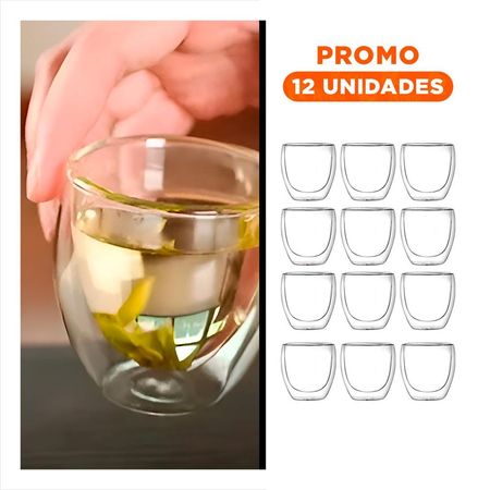 Pack12 Decoracion Vaso Doble Capa 460 ml Transparente Accesorio Elegante Hogar