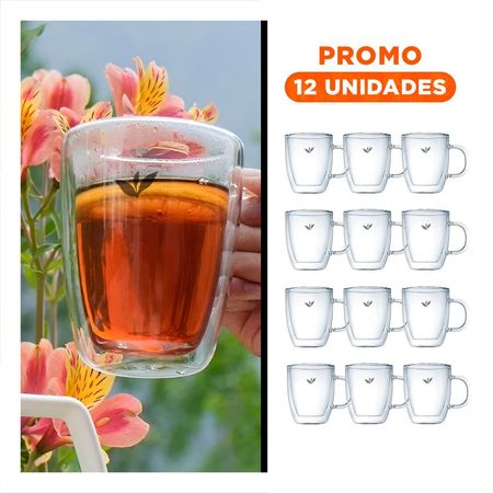 Pack12 Vaso Presentacion Clara de 250ml Vidrio de 8x5.6x11cm