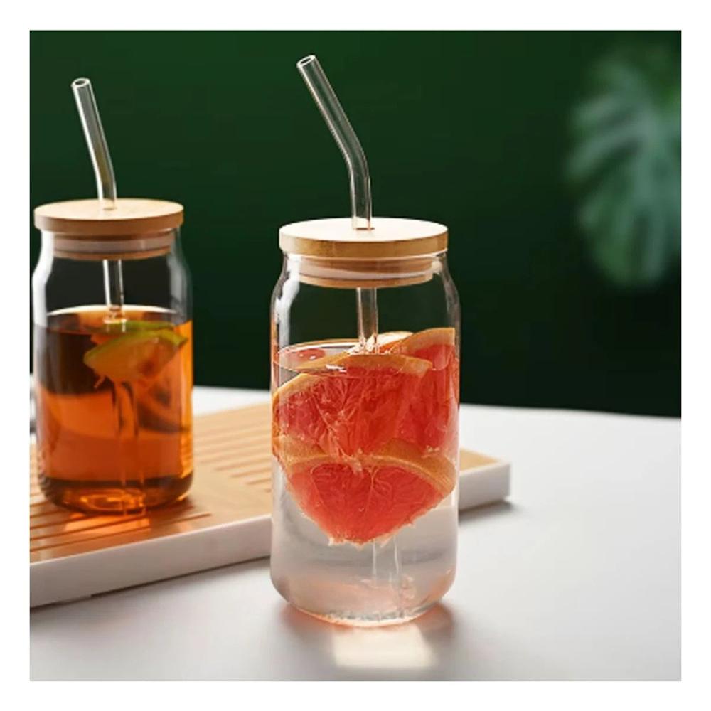 Copa de vidrio 500ml con tapa y sorbete transparente estilo recto Y Papel Regalo