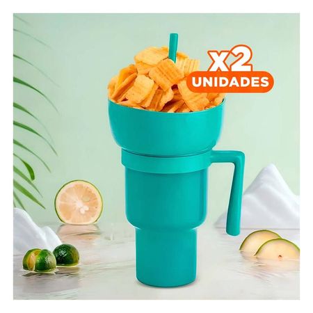 Pack2 Copa Verde 2 en 1 en ABS para Disfrutar Snacks en Reuniones YPapel Regalo