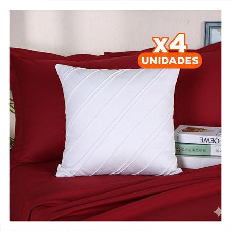 Pack4 Cojin Hogareno Terciopelo Rayas Diagonales Blanco 45cm Perfecto para Sala Y Papel Regalo