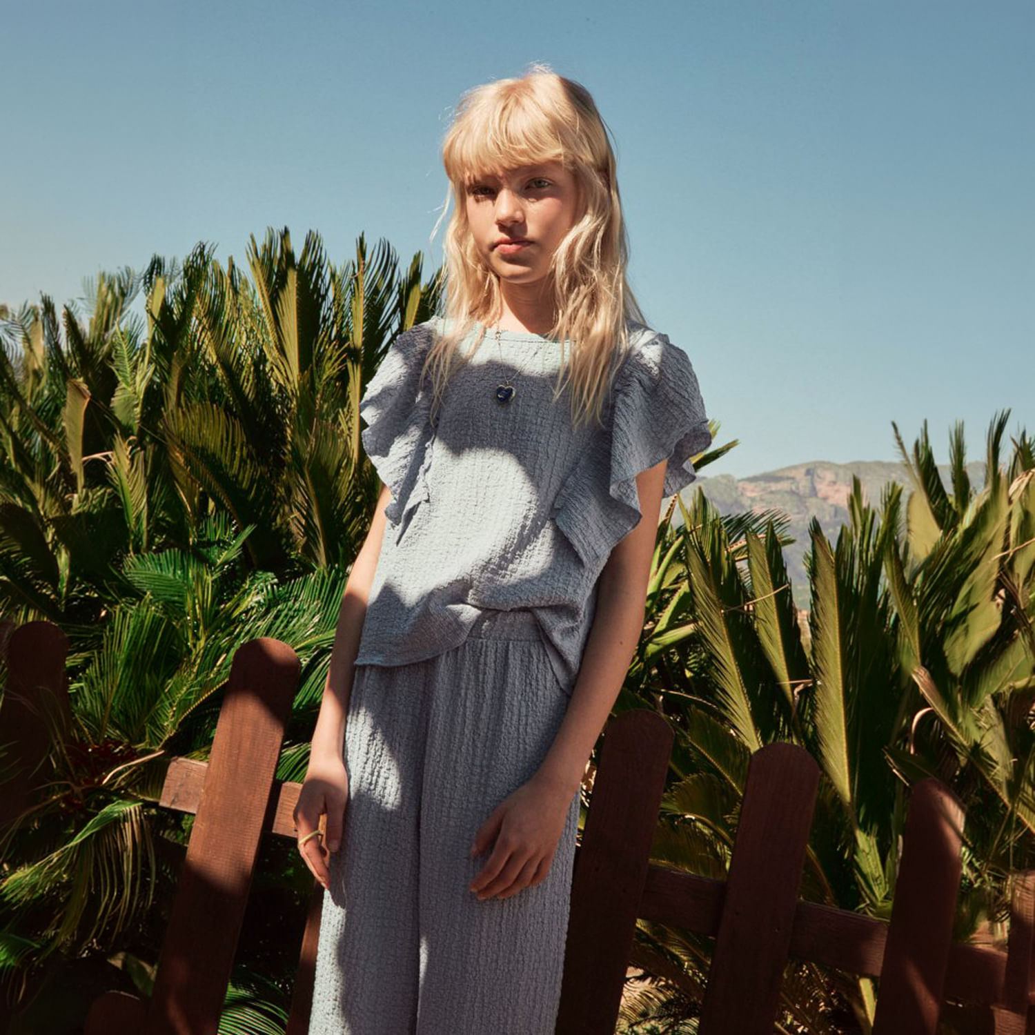 Pantalon Niña Sfera Efecto Arrugado Azul Claro 6-7