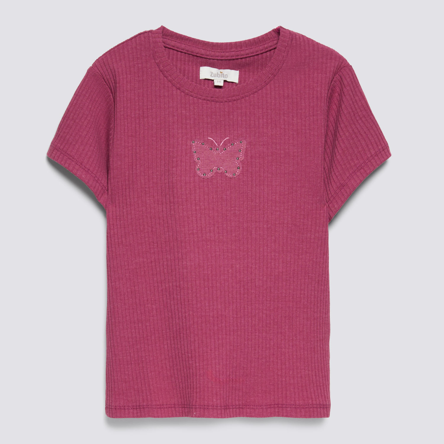 Polo Manga Corta Teen Niña Rib Parche Zubito Guinda Talla 12