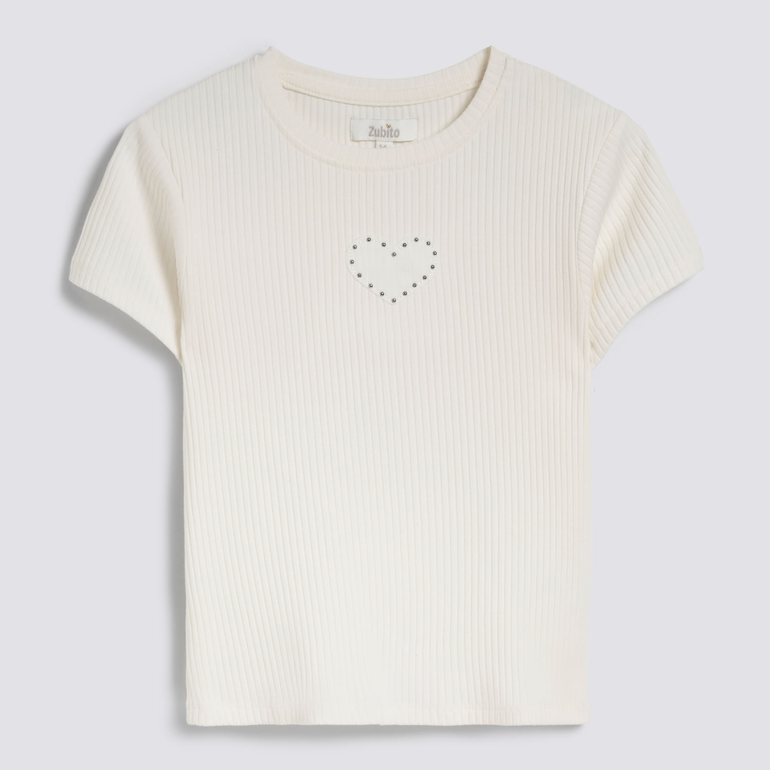 Polo Manga Corta Teen Niña Rib Parche Zubito Ecru Talla 12
