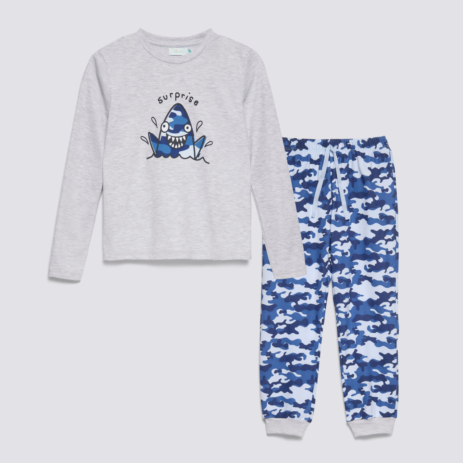 Pijama 2 Piezas Manga Larga Niño Algodón Circus Gris Melange Talla 4