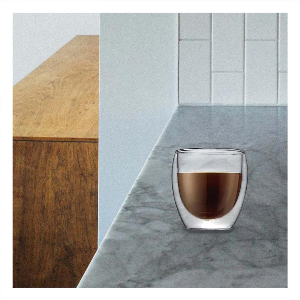 Taza para Espresso 100 ML de Color Transparente en Cuerpo Borosilicato Doble Capa Y notas