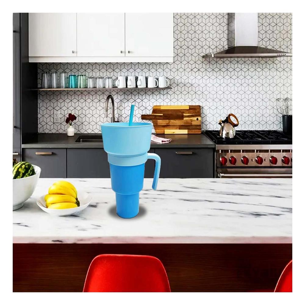 Vaso 2 en 1 Celeste Fabricado en Material ABS para Disfrutar Bebidas y Snacks YPapel Regalo