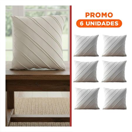 Pack6 Almohadon Acogedor Terciopelo Rayas Diagonales Blanco 45cm Sala Y Regalo Sticker