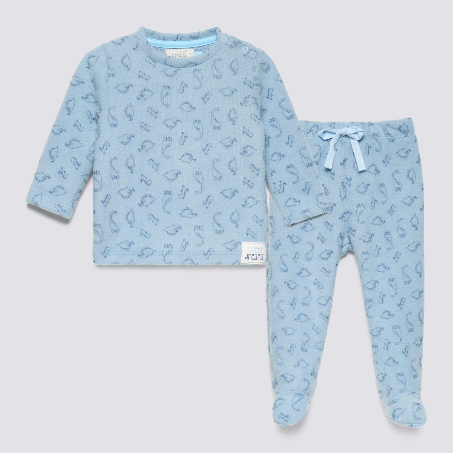 Pijama Recién Nacido 2 Piezas Knitt Baby Circus Celeste Talla 6M