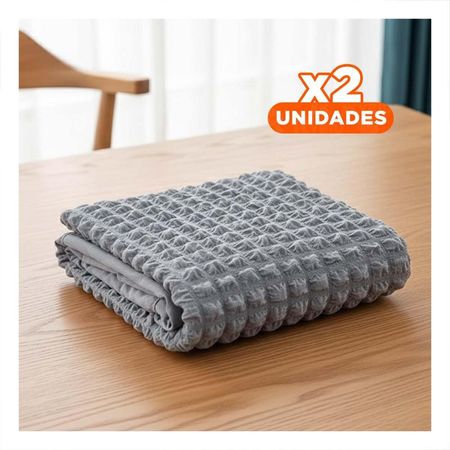 Pack2 Protector Elastica para Silla Color Plomo con Relieve de Burbujas Cuadradas