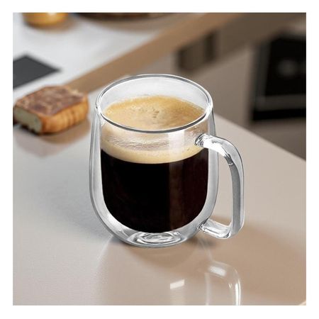 Taza Espresso Doble Capa 100 ML de Color Transparente con Asa Cuadrada