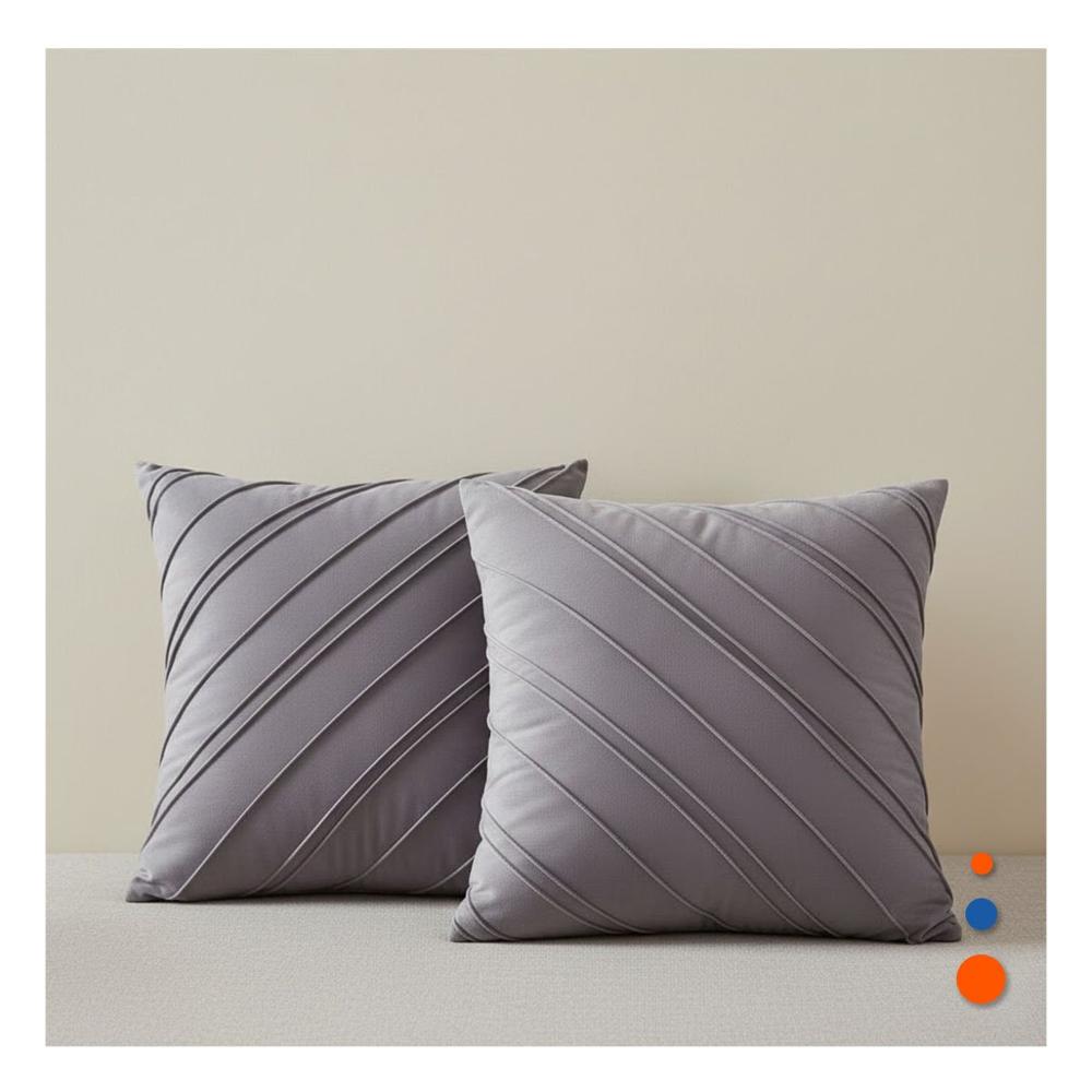 Funda Pensada para Almohada con Estilo Diagonal y Terciopelo de Color Plomo Oscuro Y notas