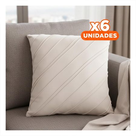 Pack6 Almohadon Estilizado Terciopelo Rayas Diagonales Blanco 45cm Y Papel Regalo