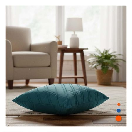 Funda Pensada para Almohada con Estilo Diagonal y Terciopelo de Color Verde Azulado Y notas