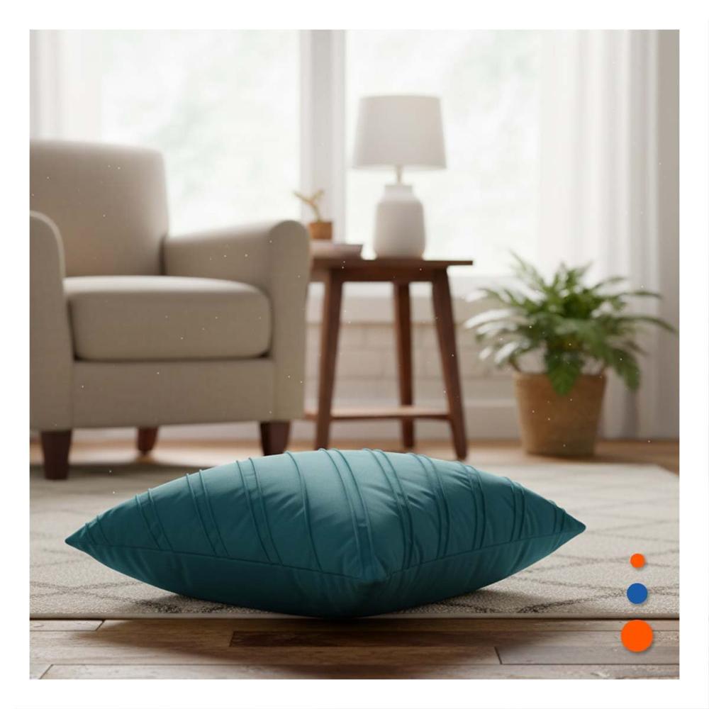 Funda Pensada para Almohada con Estilo Diagonal y Terciopelo de Color Verde Azulado Y notas