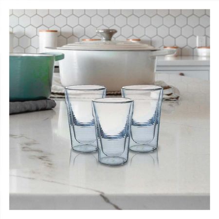 Vaso Doble Capa de Vidrio Borosilicato 260ml en Color Transparente Elegante