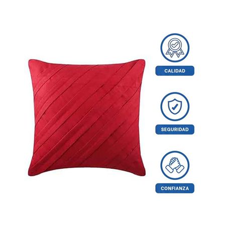 Funda Decorativa de Terciopelo en Tono Rojo con Patron de Rayas Diagonales Y Regalo Sticker