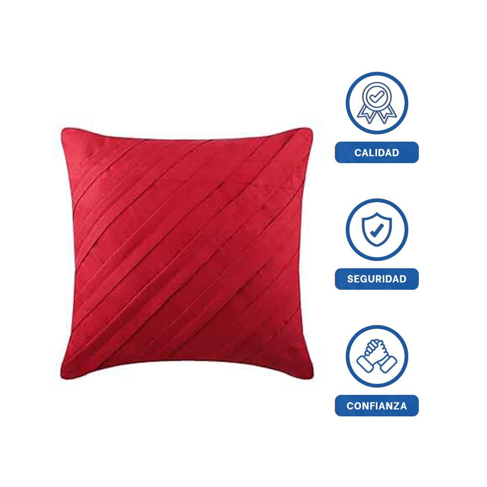 Funda Decorativa de Terciopelo en Tono Rojo con Patron de Rayas Diagonales Y Regalo Sticker