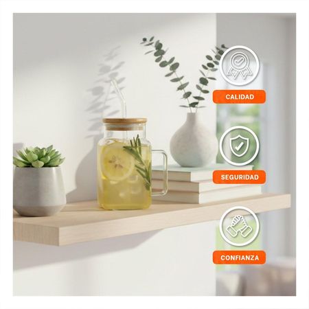 Vaso de Vidrio 500ml con Asa Tapa y Sorbete Transparente Estilo Rectangular