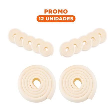 Pack12 Borde Seguro de Espuma Resistente para Esquinas de Muebles en Casa Crema