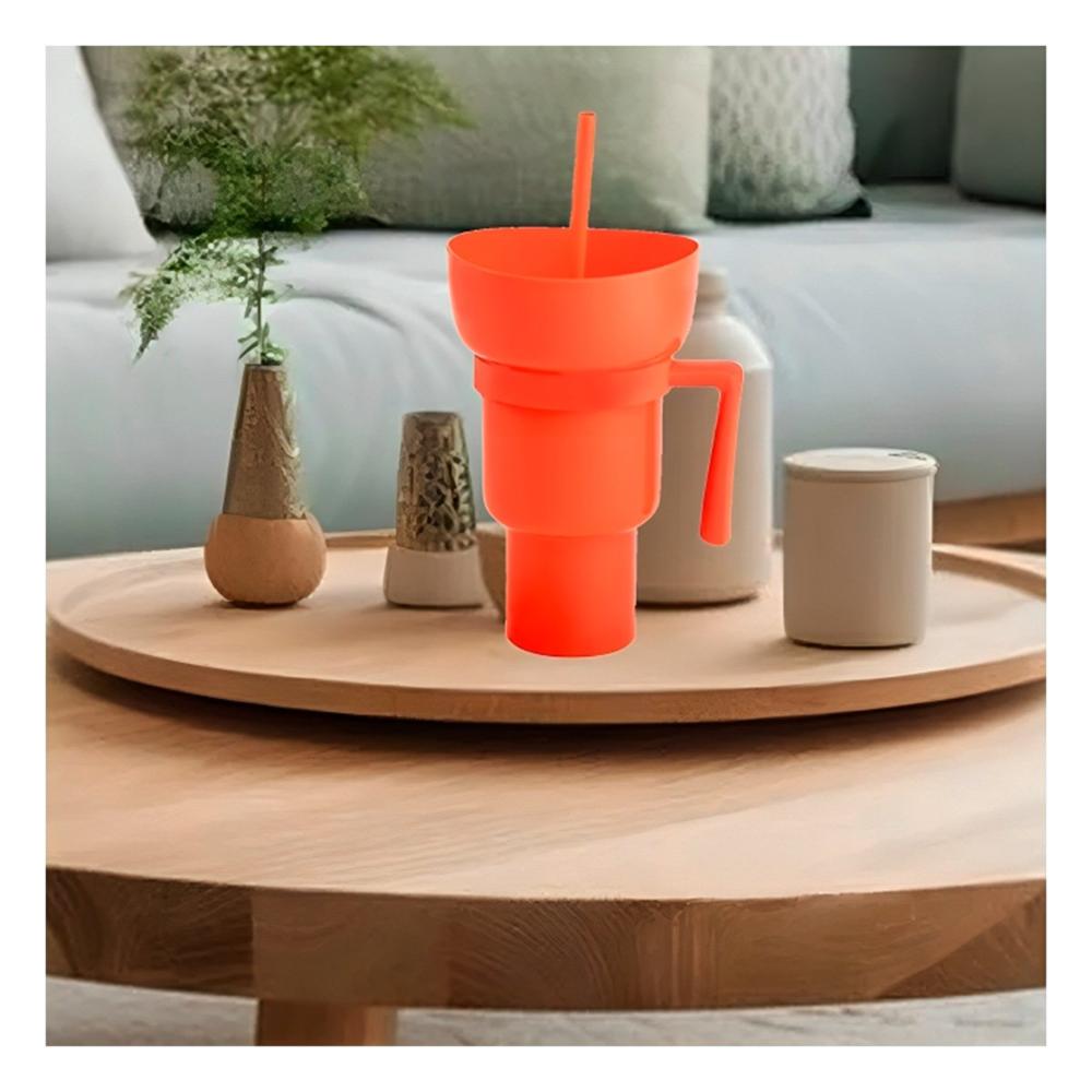 Vaso 2 en 1 Anaranjado Fabricado en Material ABS para Disfrutar Bebidas y Snacks YPapel Regalo