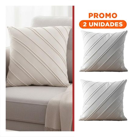 Pack2 Cojin Suave Terciopelo Rayas Diagonales Blanco 45cm para Dormitorio Y Regalo Sticker