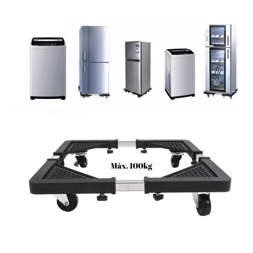 Base Movible Ajustable para Electrodomésticos Lavadora Refrigeradora y Muebles en Color Negro.
