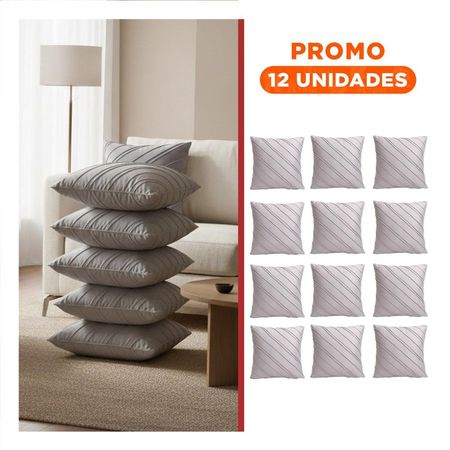 Pack12 Forro para Almohada con Acabado Visual Equilibrado en Color Plomo Claro de 45cm