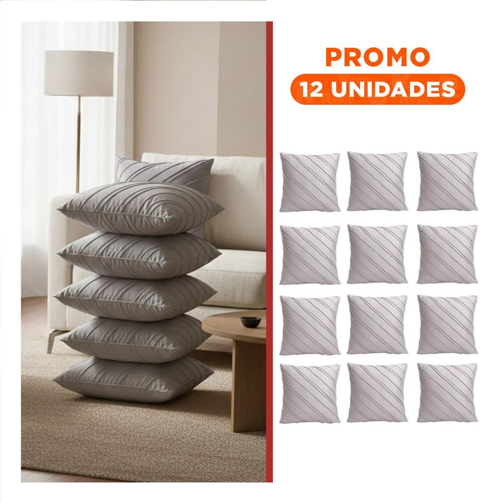 Pack12 Forro para Almohada con Acabado Visual Equilibrado en Color Plomo Claro de 45cm