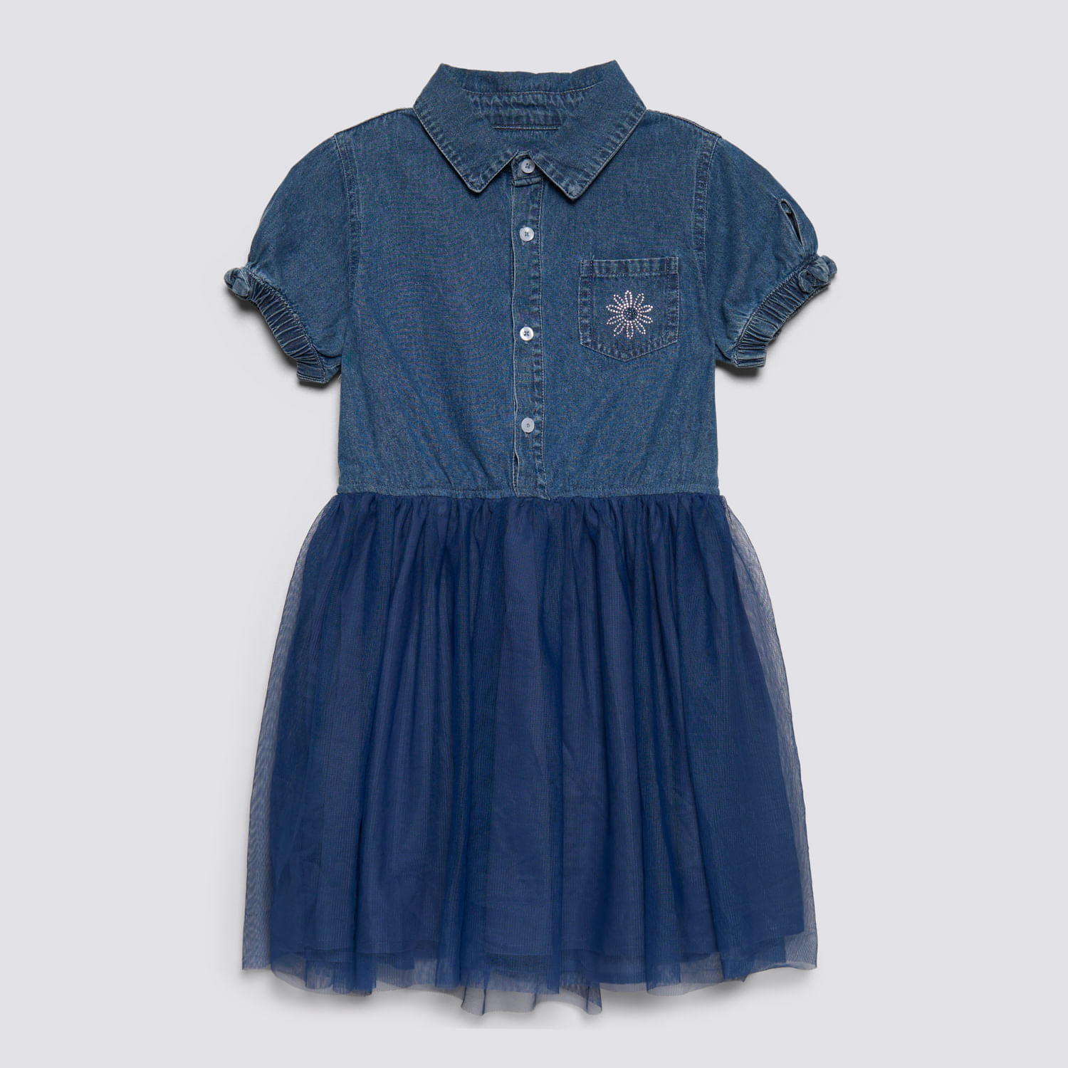 Vestido Manga Corta Niña Chambray Tutu Circus Azul Talla 10