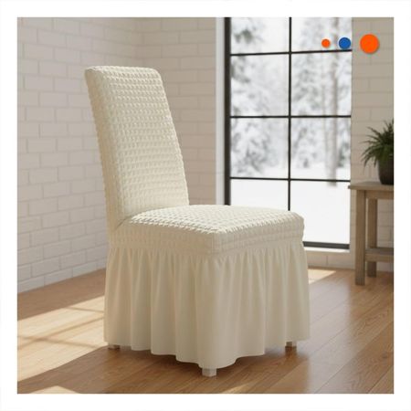 Funda para Silla Elastica Color Crema con Patron de Burbujas Cuadradas Y Papel Regalo