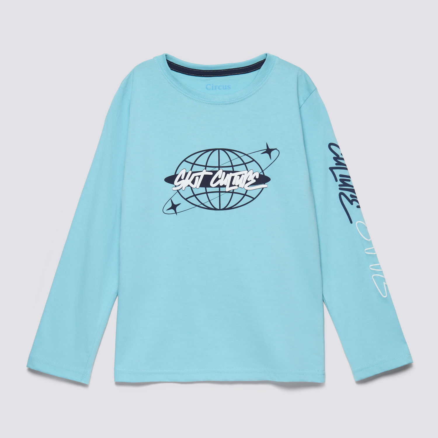 Polo Manga Larga Niño Manga Print Circus Celeste Talla 10