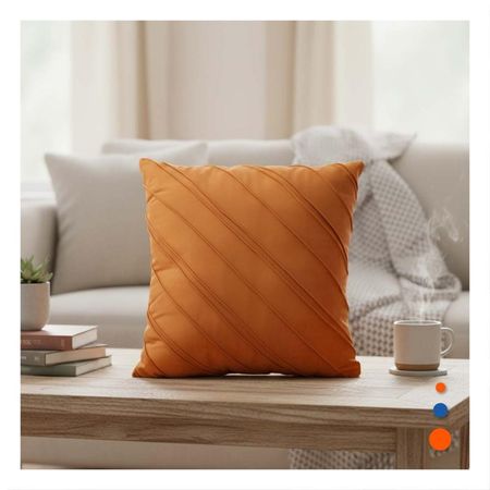 Funda Pensada para Almohada con Estilo Diagonal y Superficie de Terciopelo Naranja Y notas