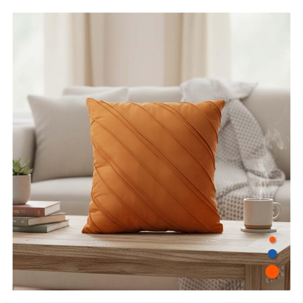 Funda Pensada para Almohada con Estilo Diagonal y Superficie de Terciopelo Naranja Y notas