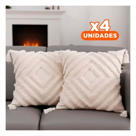 Pack4 Forro Textil con Rombos Boho en Expansion y Soporte Poliester Crema Y Papel Regalo